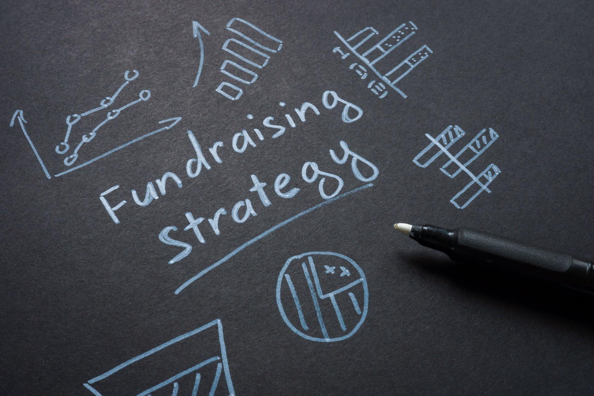 Handwritten notes about fundraising strategy. Resource development.